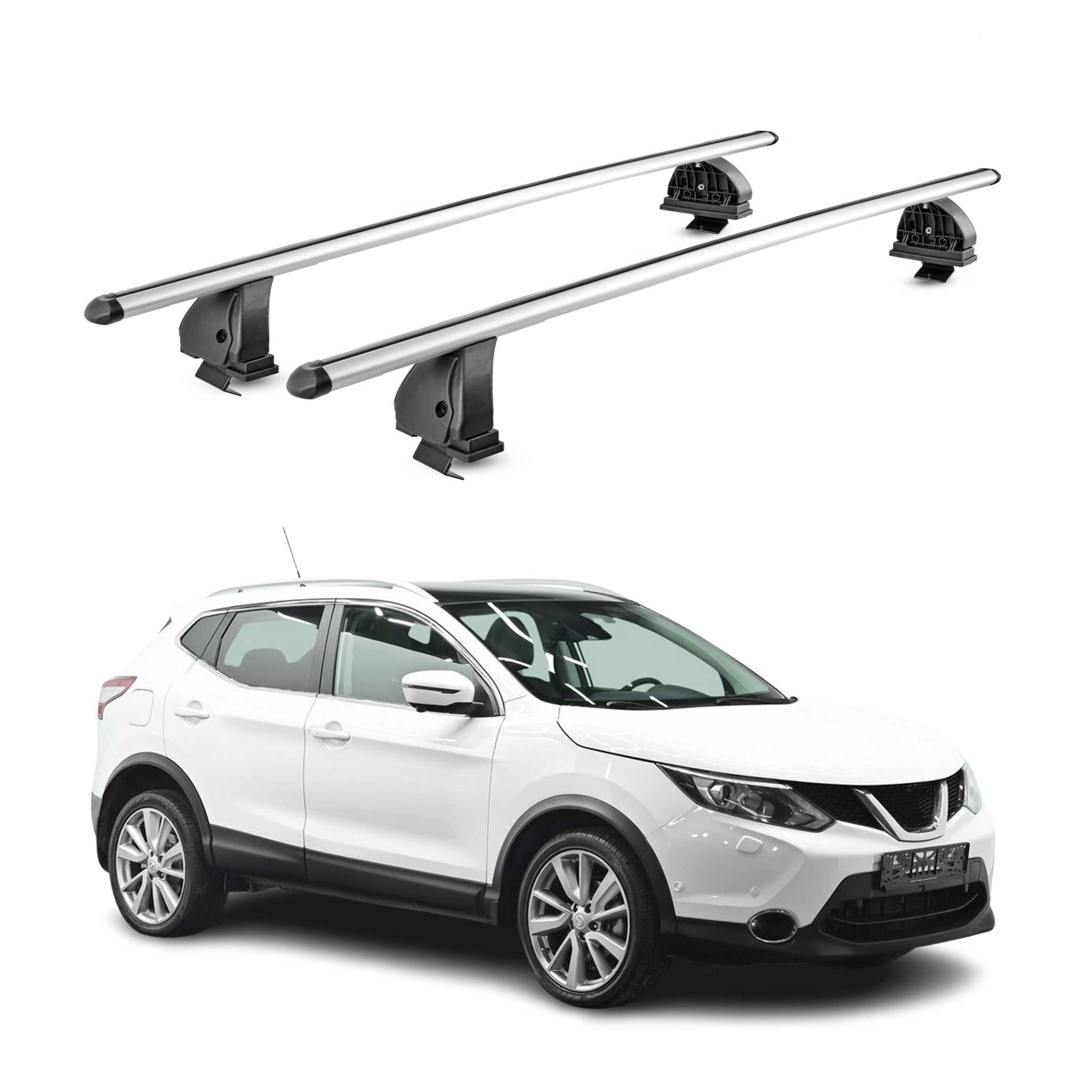 Alu Dachträger für Nissan Qashqai J11 2014-2021 TÜV T-Nut 75 kg 2tlg Silber