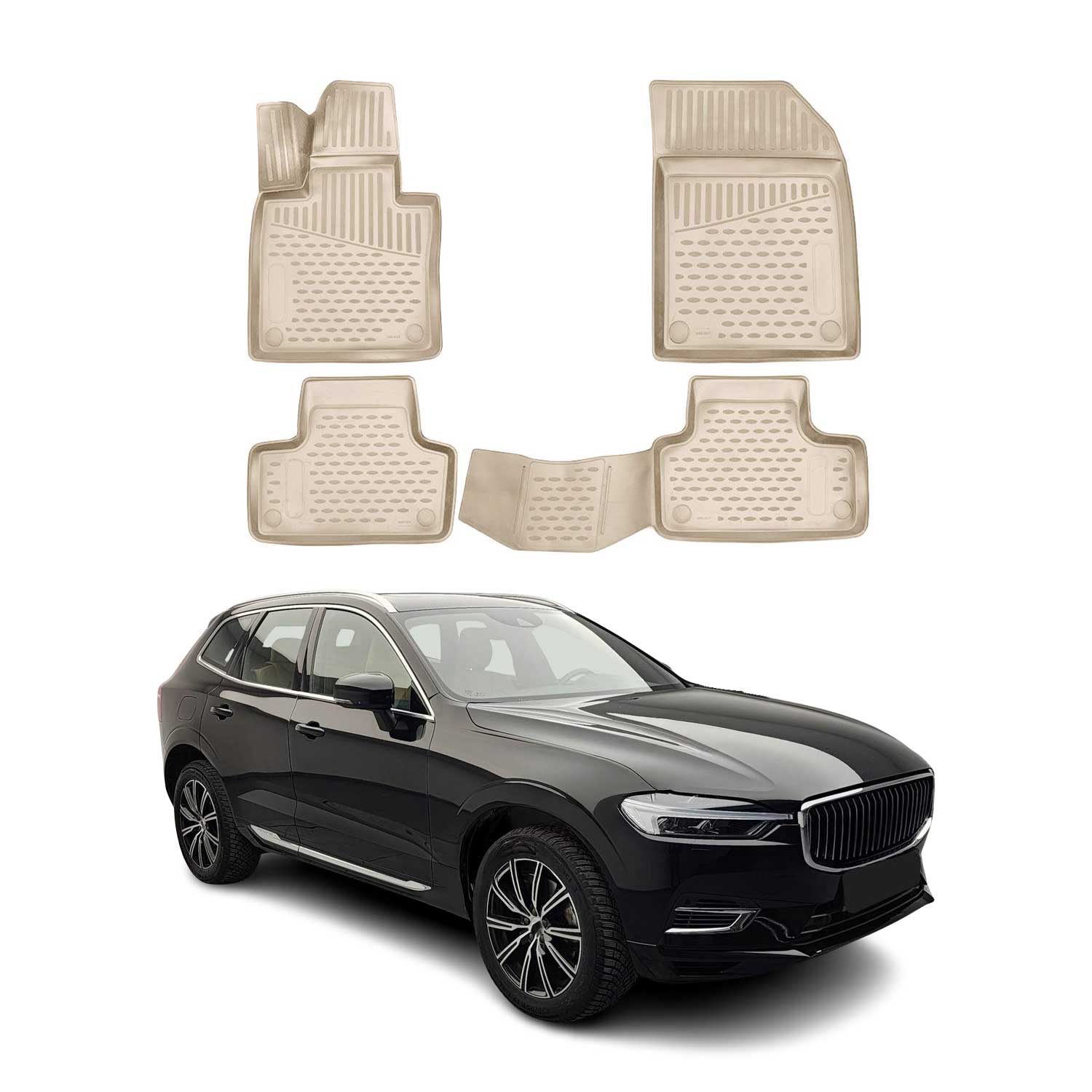 OMAC Gummimatten Fußmatten für Volvo XC60 2018-2026 TPE Automatten Beige 4tlg