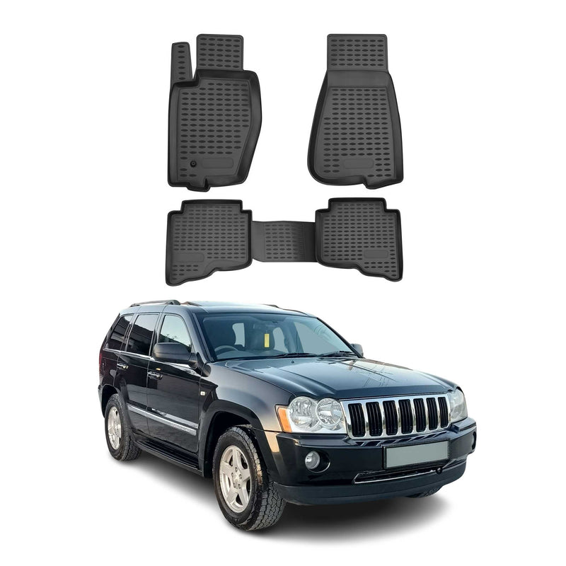 OMAC Gummimatten Fußmatten für Jeep Grand Cherokee 2004-2010 TPE Schwarz 4x