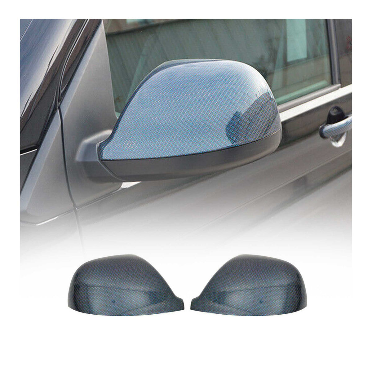 Spiegelkappen Spiegelabdeckung für VW Transporter T5 2009-2015 Echt Carbon Blau