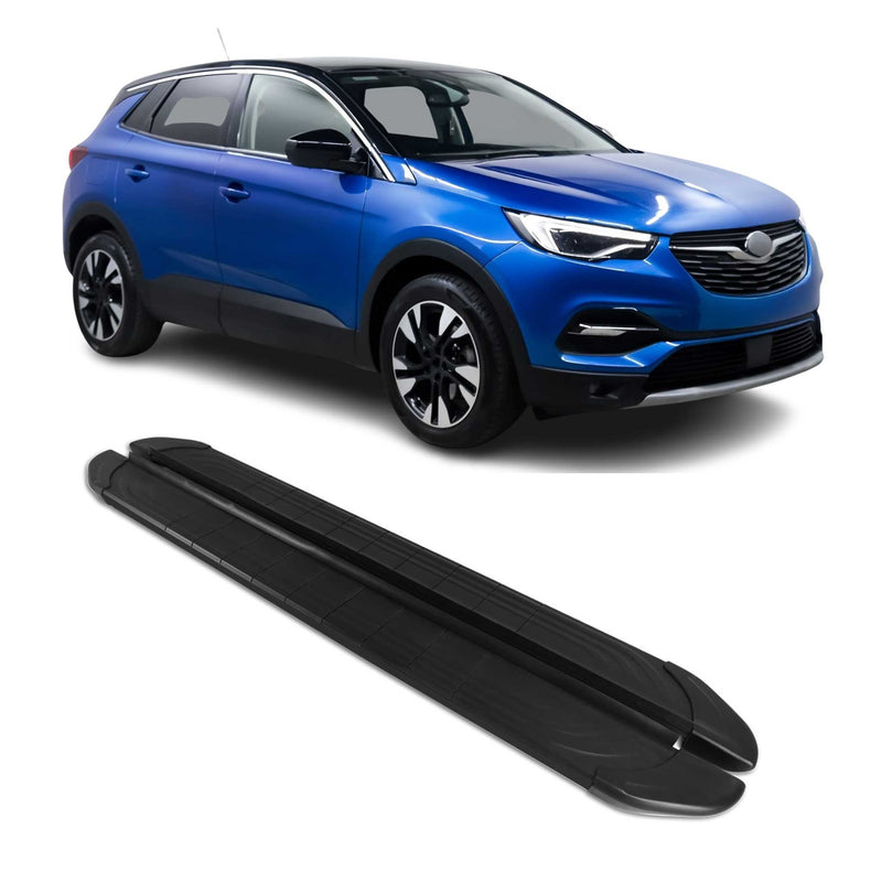 Trittbretter Seitenschweller für Opel Grandland X 2017-2025 Aluminium Schwarz 2x