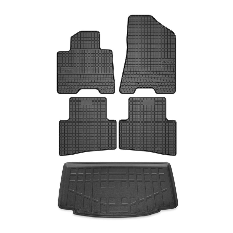 Fußmatten & Kofferraumwanne Set für Hyundai i10 Schrägheck 2013-2024 Gummi 5x