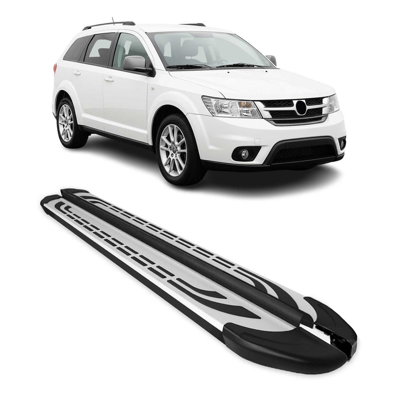 Trittbretter Seitenschweller Seitenbretter für Fiat Freemont 2011-16 Alu Schwarz