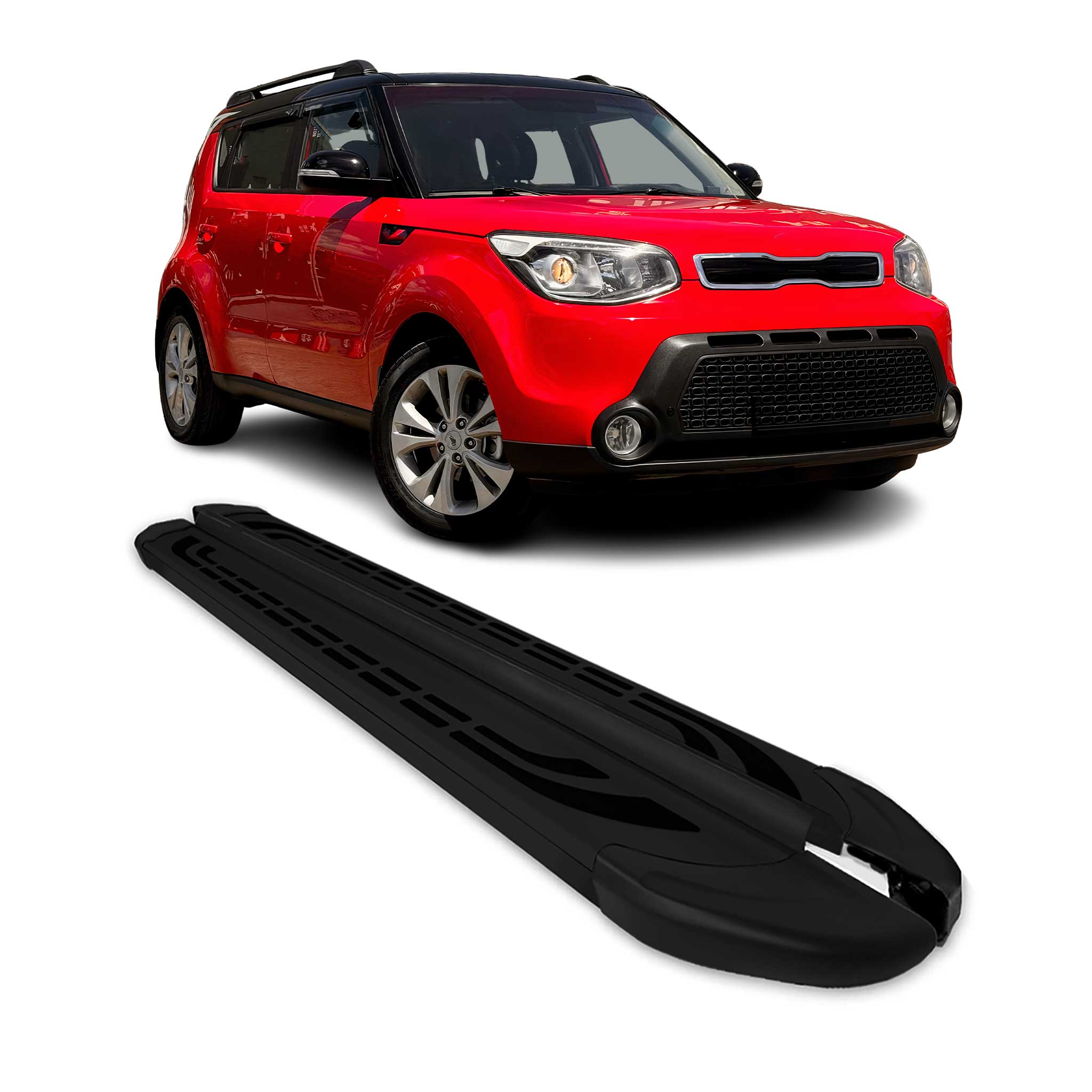 Trittbretter Seitenschweller Seitenbretter für Kia Soul 2015-2019 Alu Schwarz