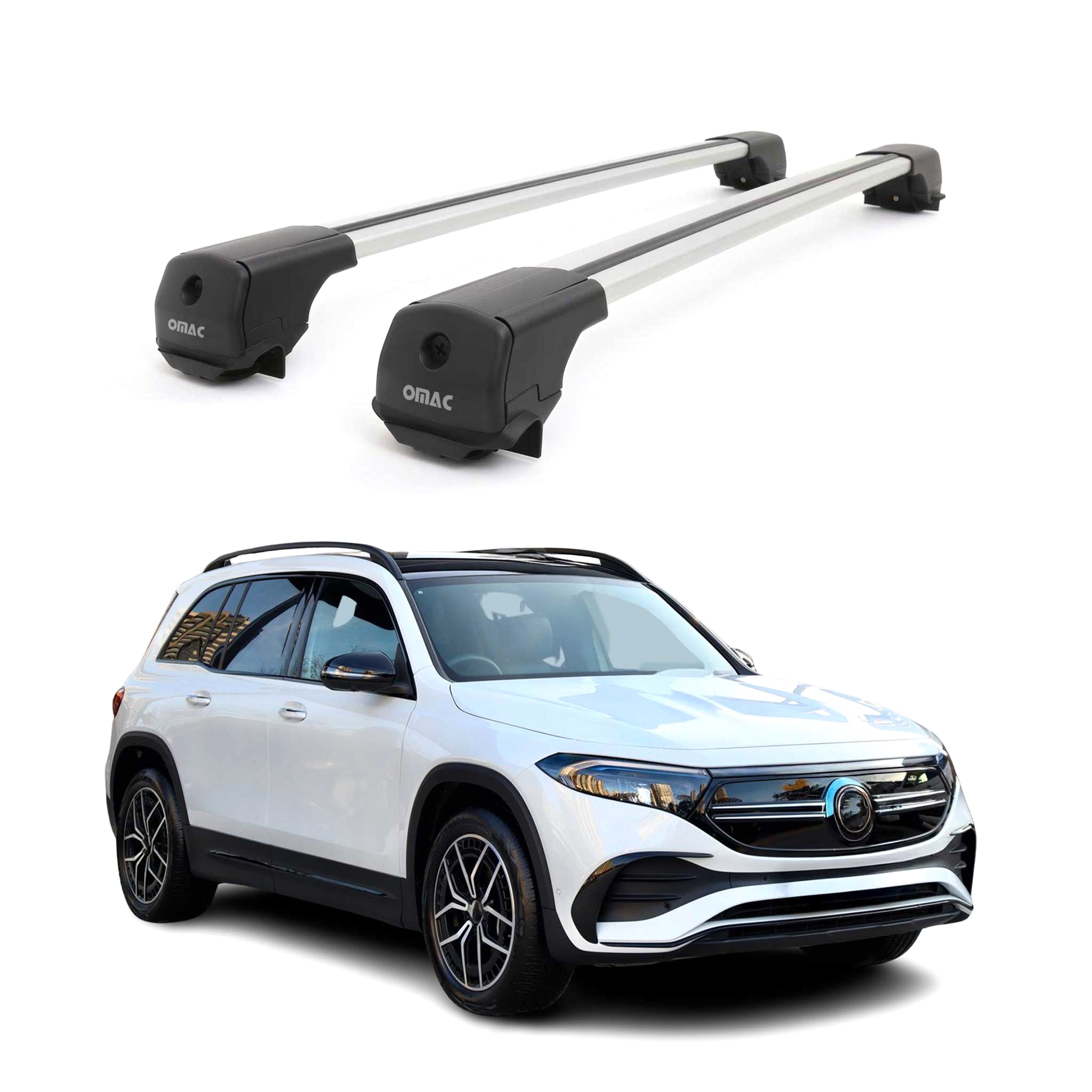 Dachträger Grundträger für Mercedes EQB X243 2022-2026 Aluminium 75kg Grau 2tlg
