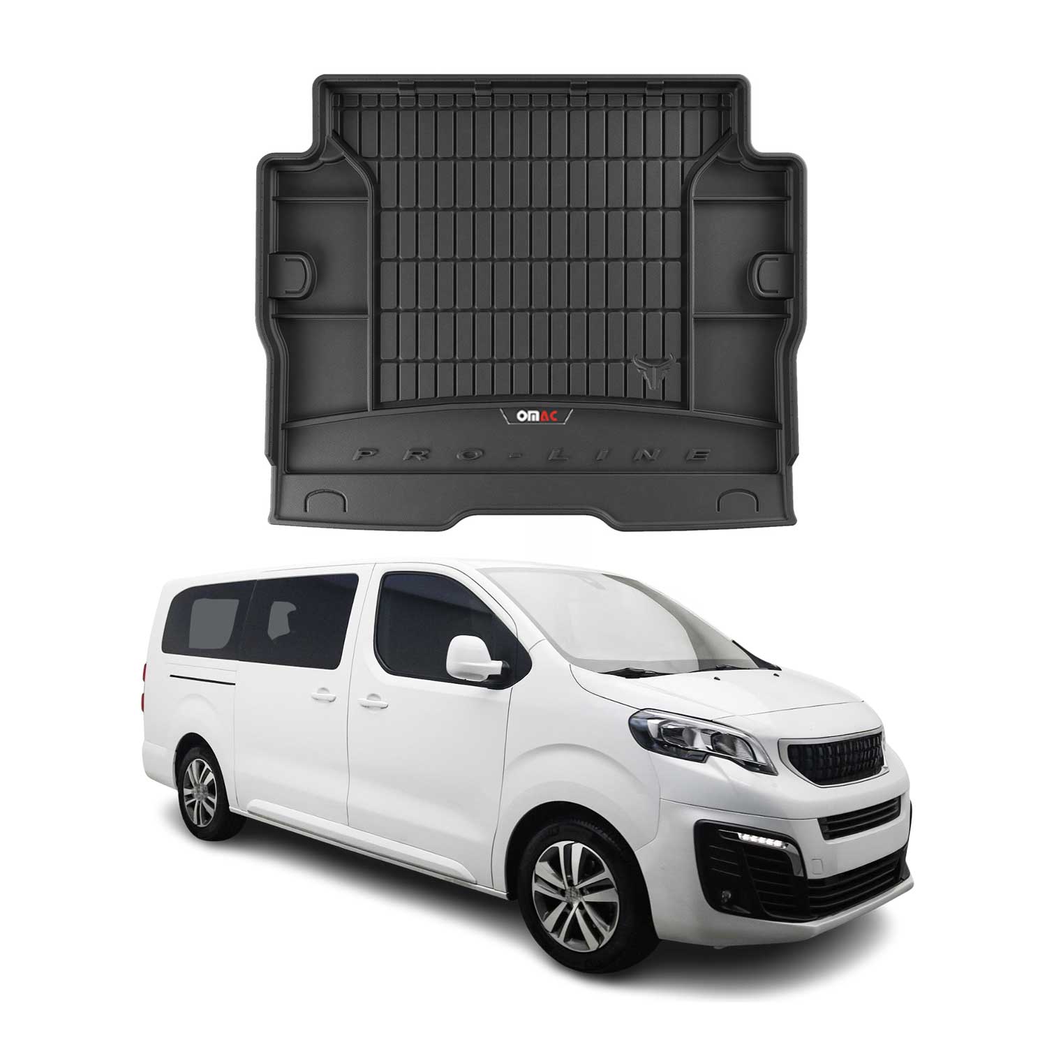 OMAC Gummi Kofferraumwanne für Peugeot Traveller 2016-2026 Langer TPE Schwarz
