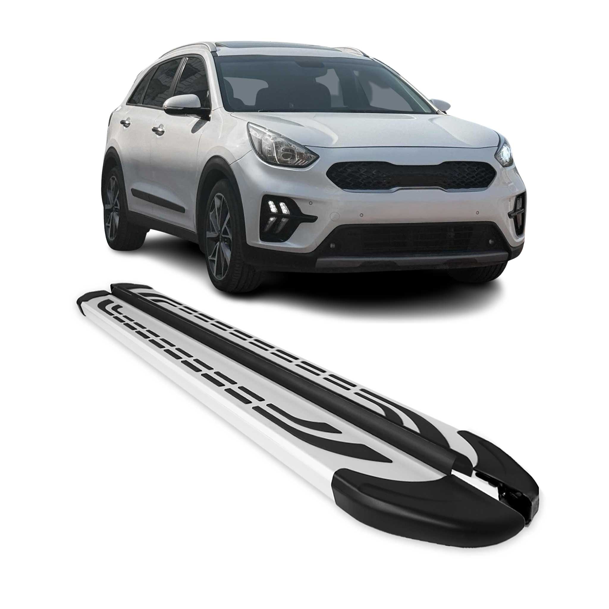 Trittbretter Schweller Seitenbretter für Kia Niro I 2017-2022 Aluminium Silber