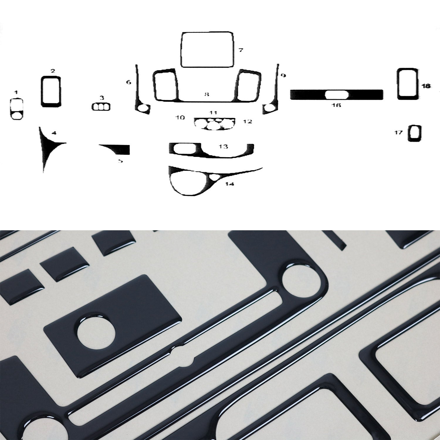 Innenraum Dekor Cockpit für Opel Vivaro A 2010-2014 FL Piano Schwarz Optik 18tlg