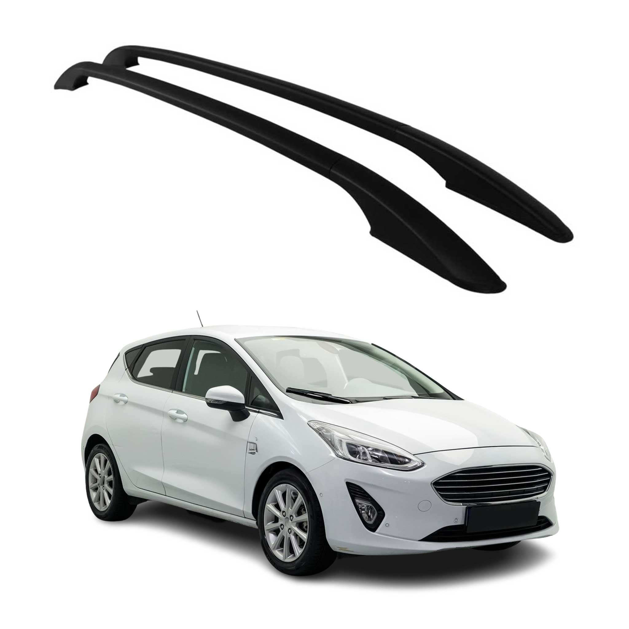Dachreling Relingträger für Ford Fiesta mk7 2018-2023 3-Tür Aluminium Schwarz 2x
