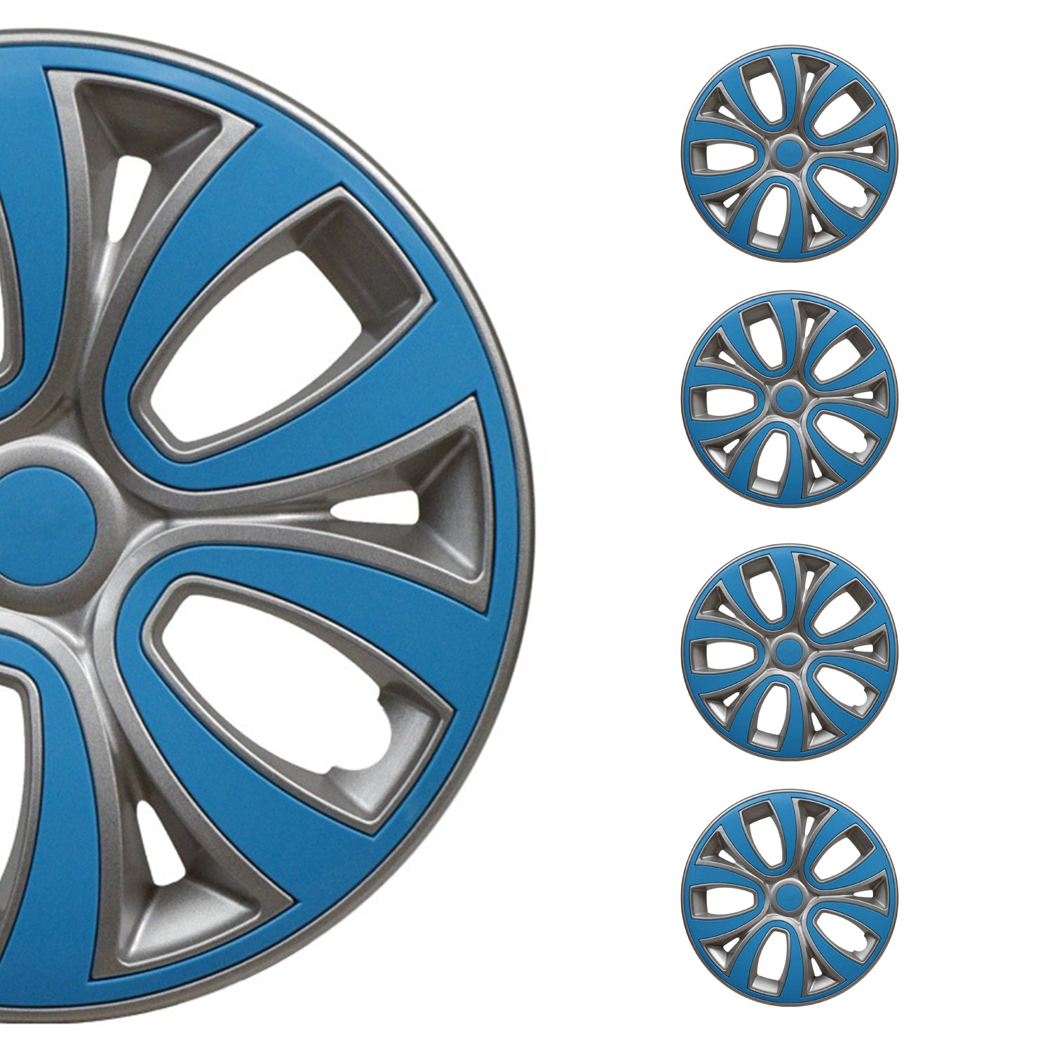 4x Radblenden Radkappen Radzierblenden 14" Zoll Grau Blau Glänzend