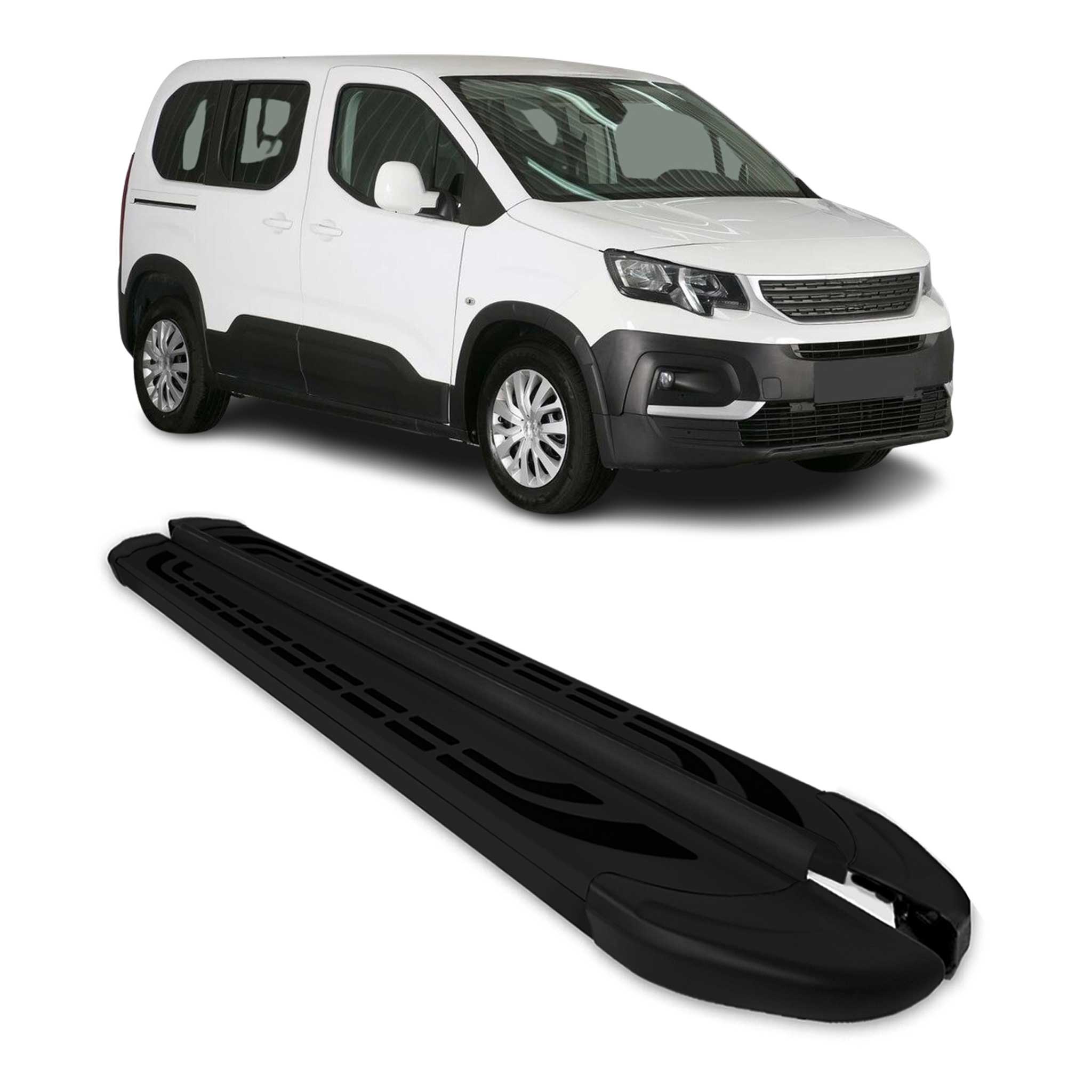 Trittbretter Seitenschweller für Peugeot Rifter 2018-2026 Kombi L1 Schwarz 2 tlg