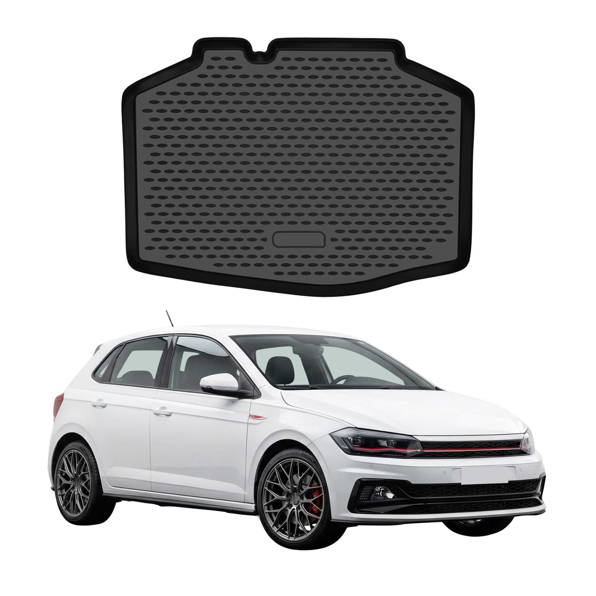 Kofferraummatte Laderaumwanne für VW Polo mk6 GTI 2018-2021 Pre-FL TPE Schwarz
