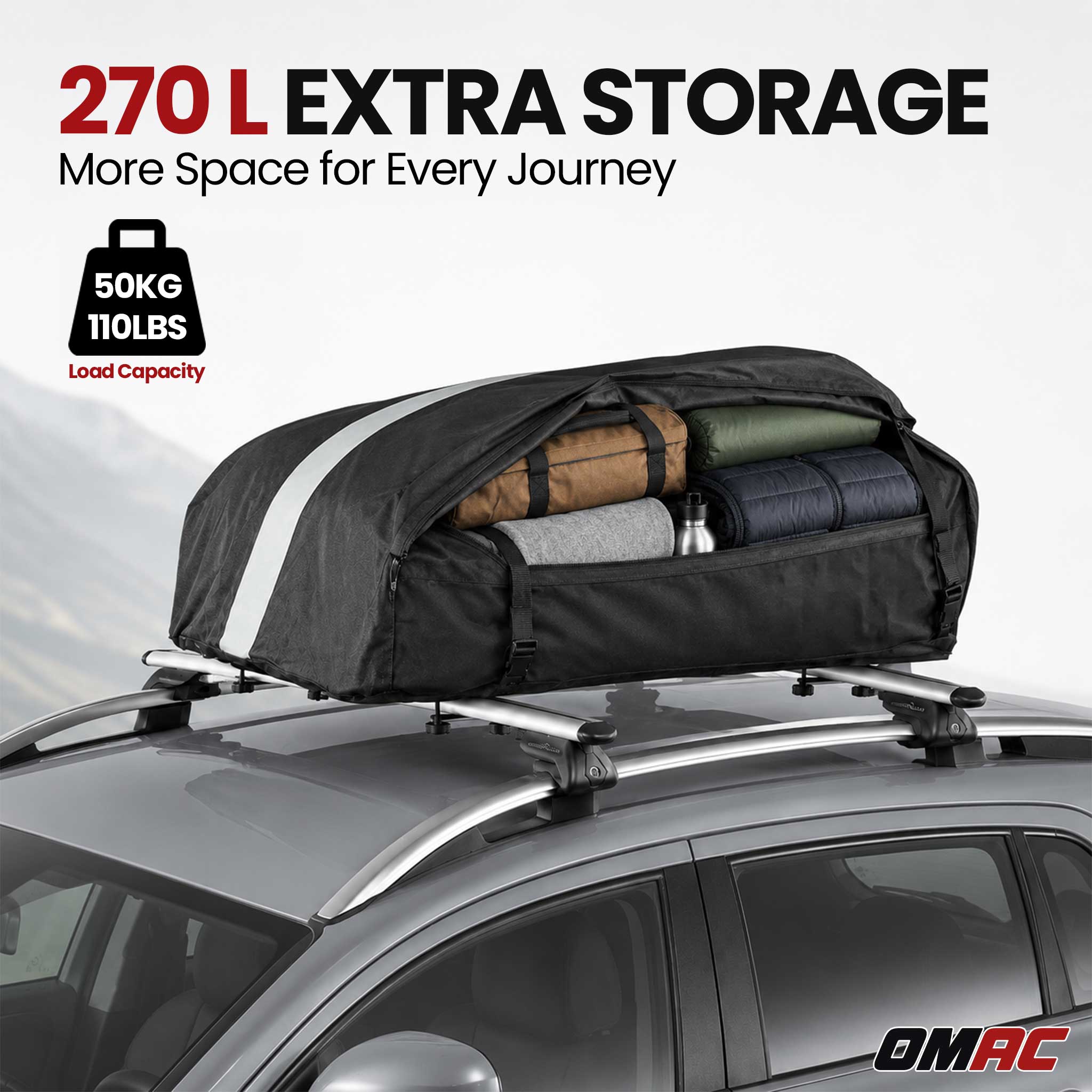 Green Valley Sherpack Auto Dachtasche Dachkoffer 270 L Faltbare Stoff-Dachbox