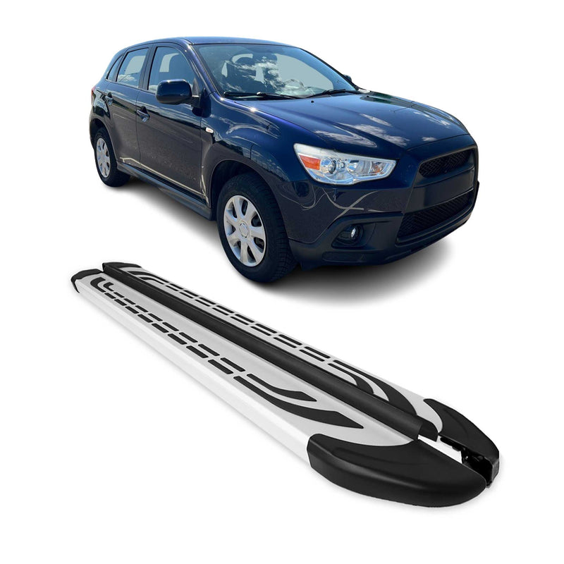Trittbretter Seitenschweller für Mitsubishi ASX 2010-2022 Aluminium Grau 2 tlg