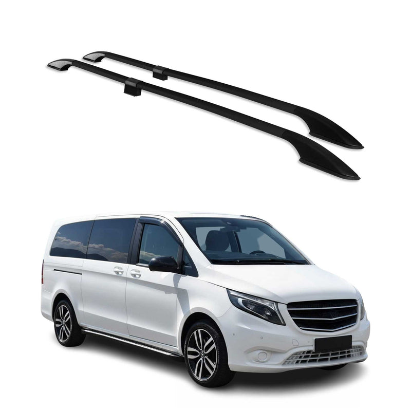 Dachreling für Mercedes Vito W447 2014-2025 L3 Extra Langer Aluminium Schwarz 2x