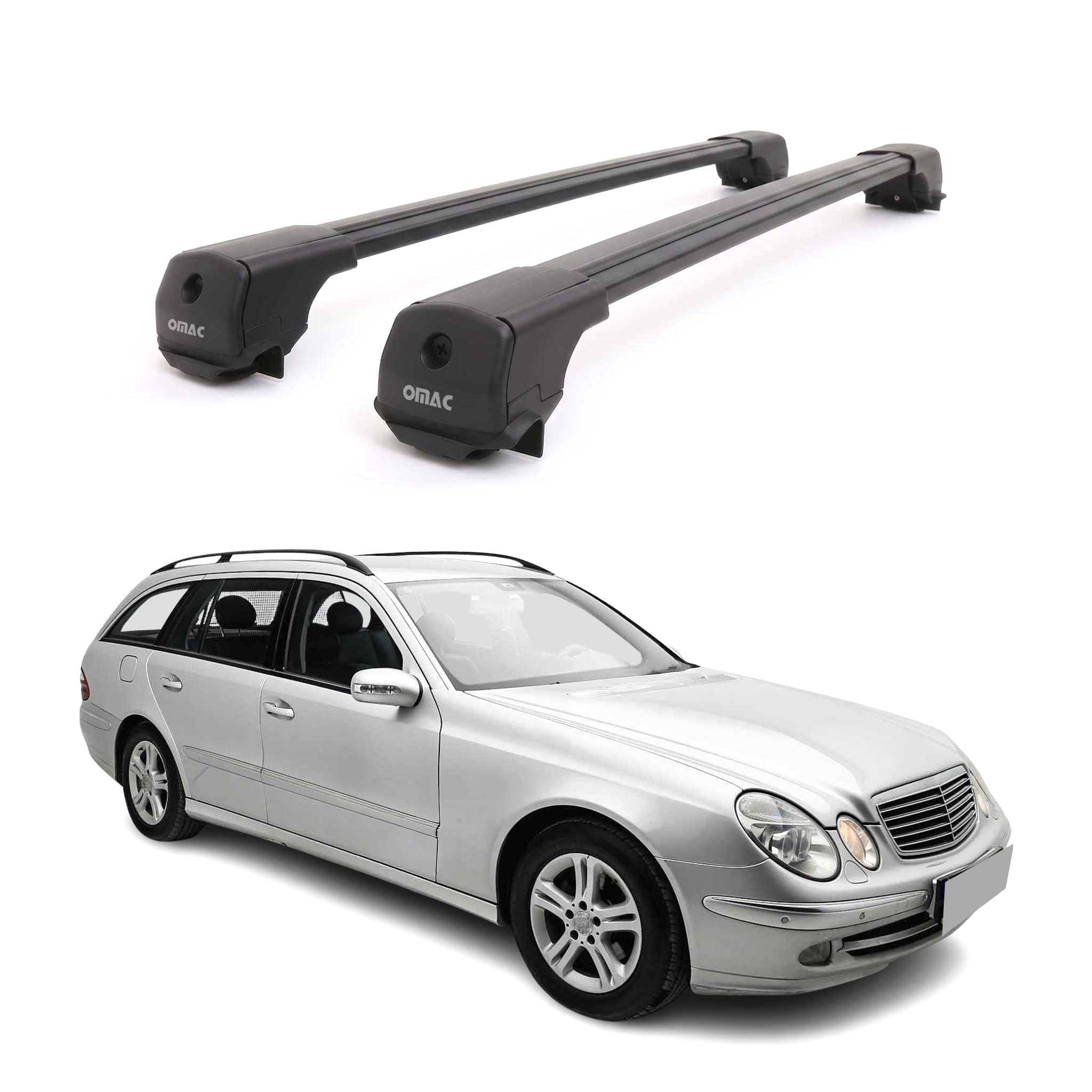 Dachträger für Mercedes E Klasse S211 Kombi 2004-2009 Aluminium Schwarz 2tlg