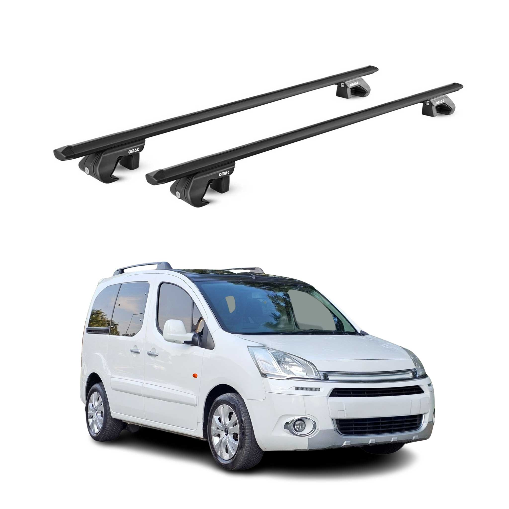 Dachträger Grundtäger für Citroen Berlingo 2008-2018 90kg Alu Schwarz 2 tlg ABE
