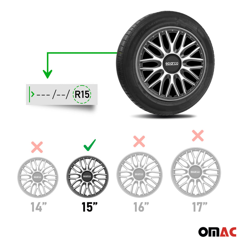 Sparco Radkappen 15 Zoll Roma Silber Grau 4tlg