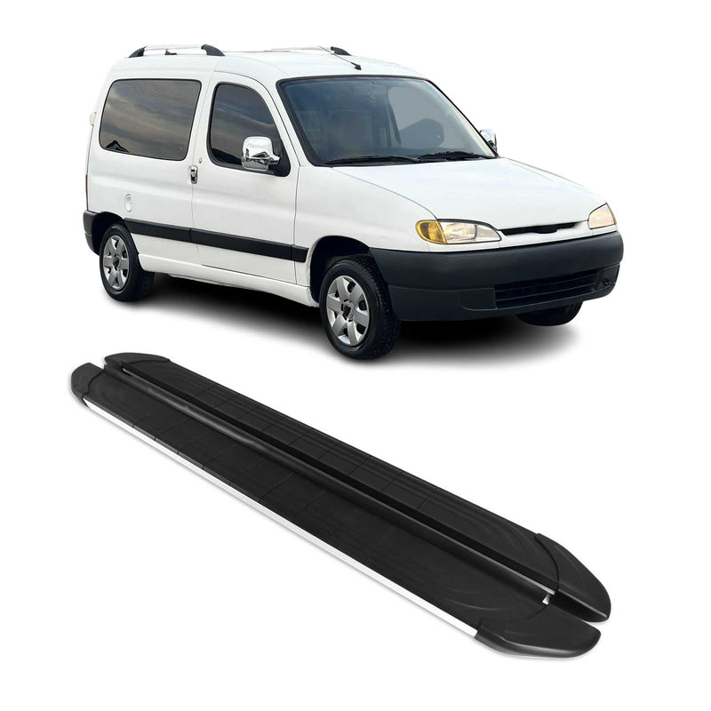 Trittbretter Seitenschweller für Peugeot Partner 1996-2008 Alu Schwarz Grau