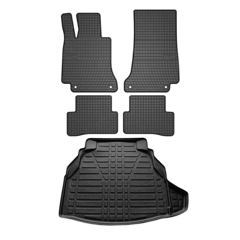 Fußmatten & Kofferraumwanne Set für Mercedes C Klasse W205 2013-2024 Gummi 5x