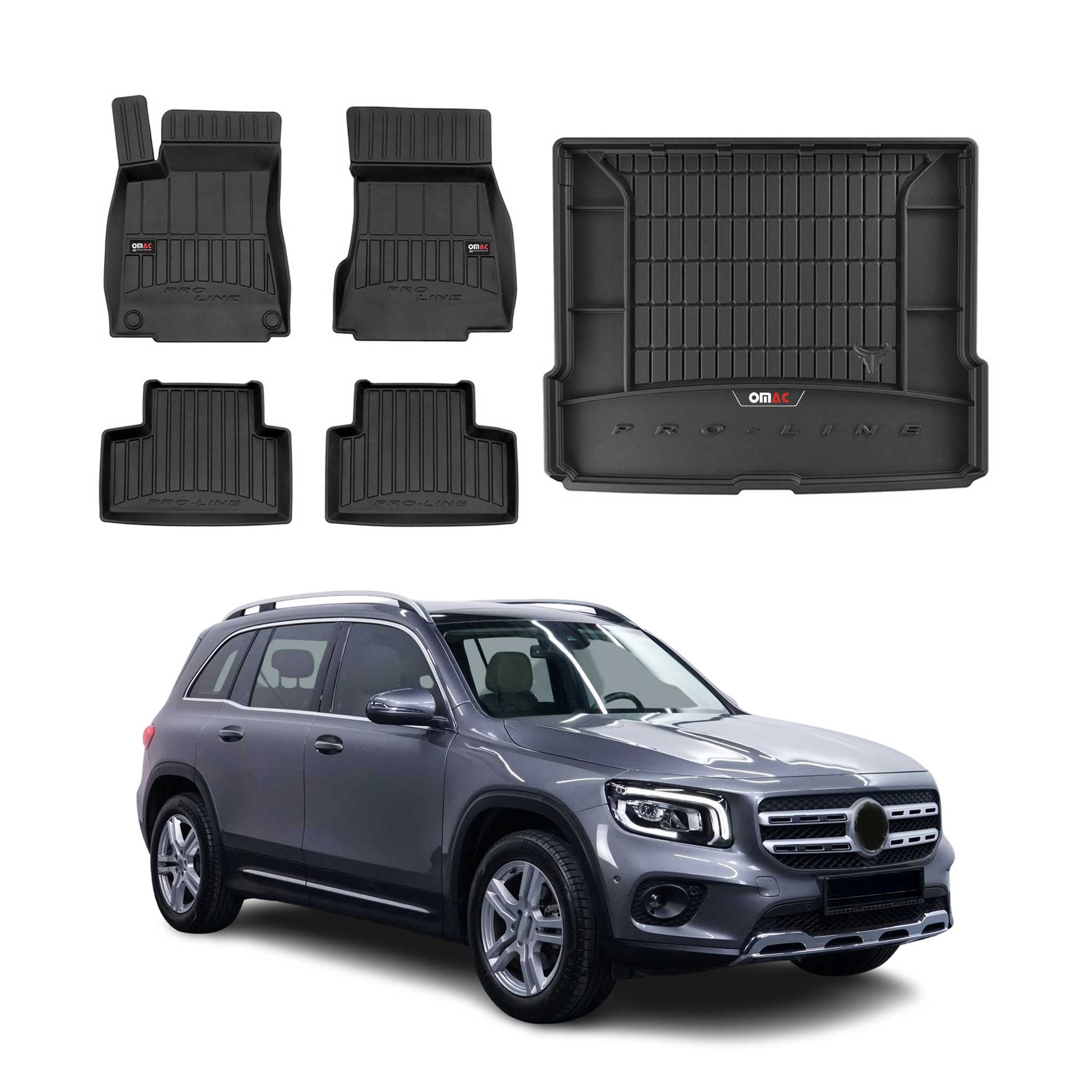 OMAC Fußmatten & Kofferraumwanne Set für Mercedes GLB X247 2019-2026 Gummi 5x