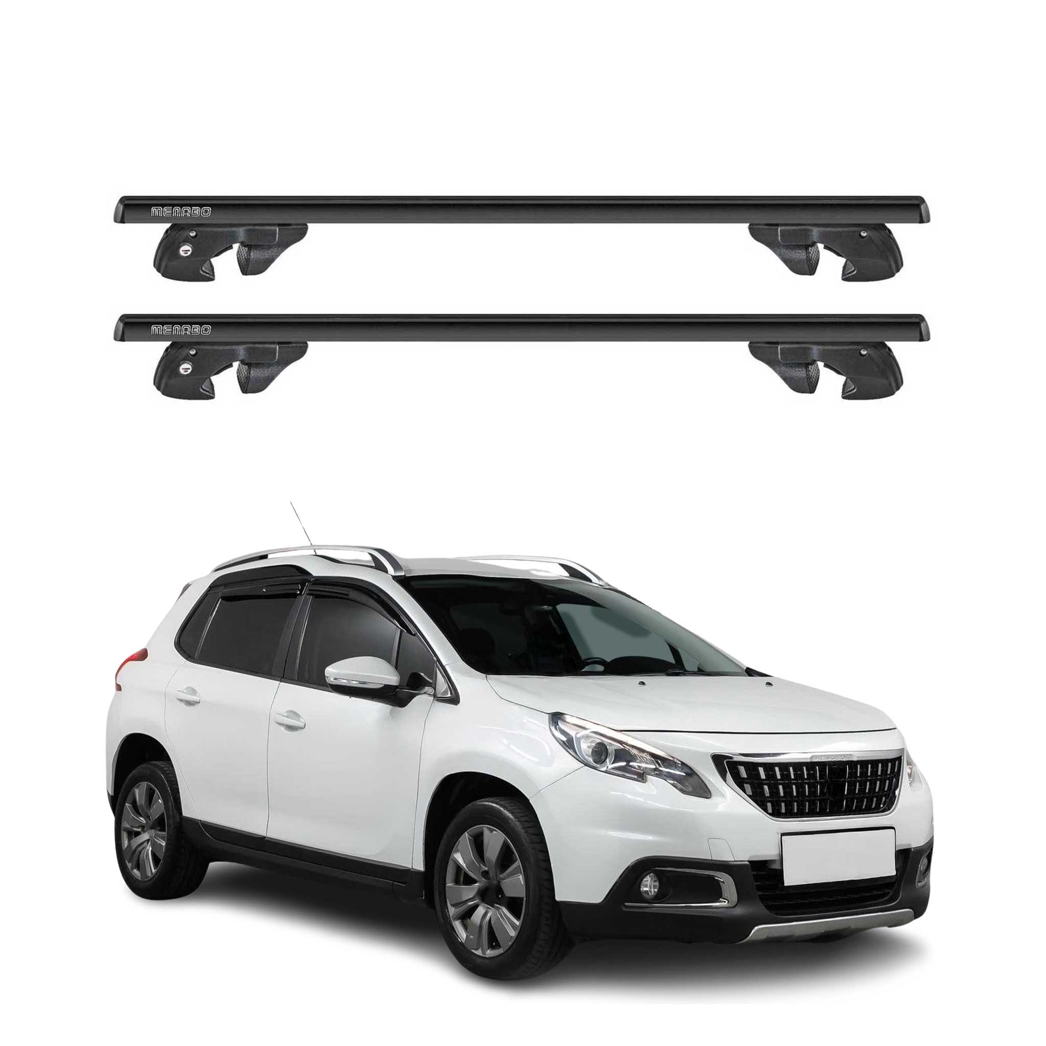 Dachträger Grundtäger für Peugeot 2008 I 2013-2019 Alu 90kg TÜV Schwarz 2tlg