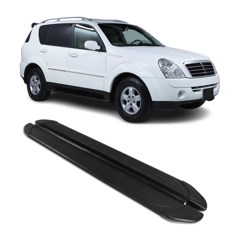 Trittbretter Seitenschweller für Ssangyong Rexton 2005-2012 Aluminium Schwarz 2x