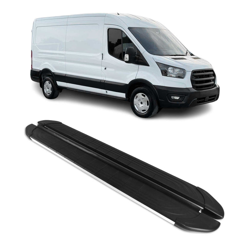 Trittbretter Seitenschweller für Ford e-Transit 2022-2025 L3 Aluminium Silber