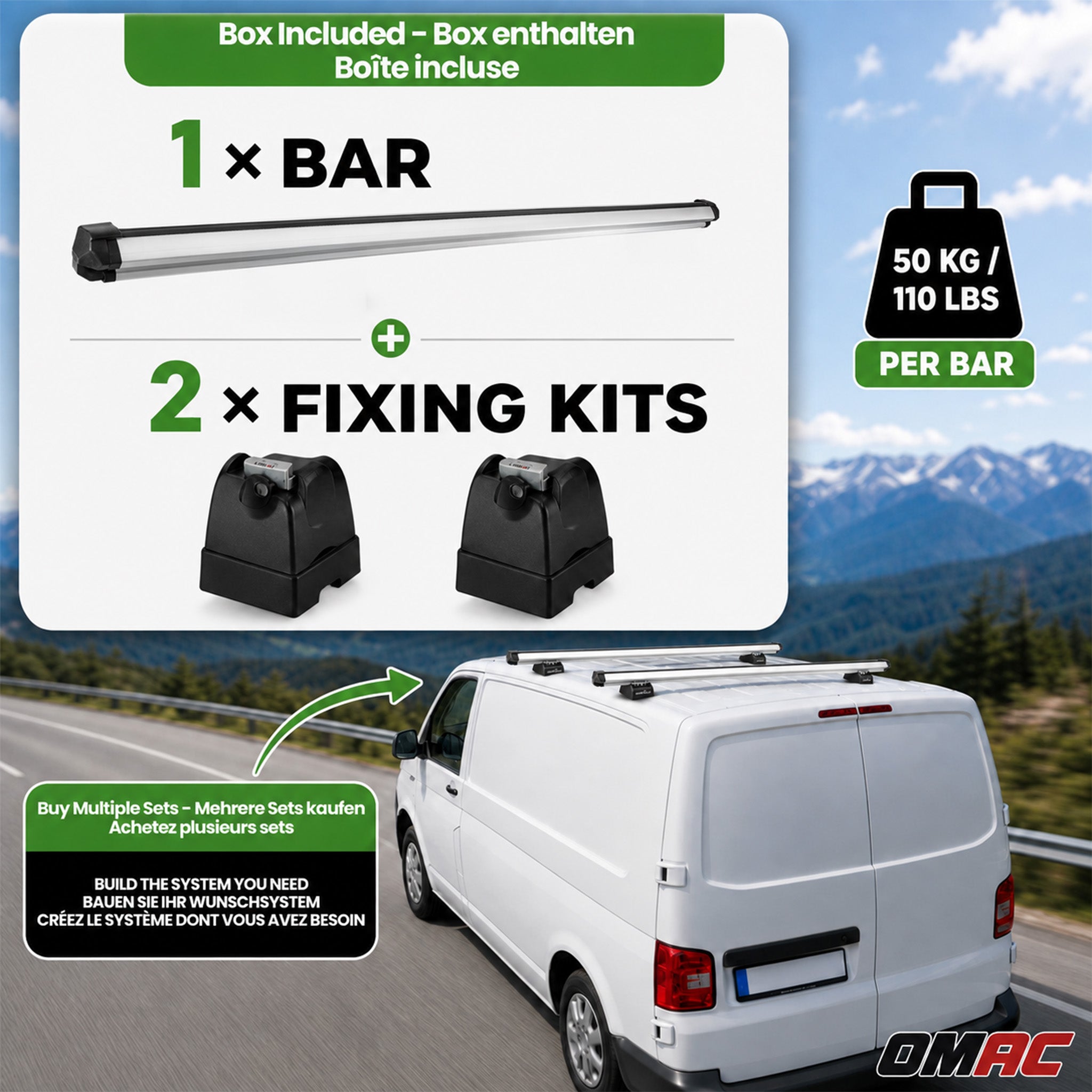 Dachträger für VW Transporter T7 2024-2026 H1 1-Träger Aluminium Silber
