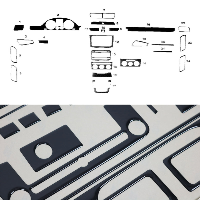 Innenraum Dekor Cockpit für VW Passat B6 2005-2010 Piano Schwarz Optik 21tlg
