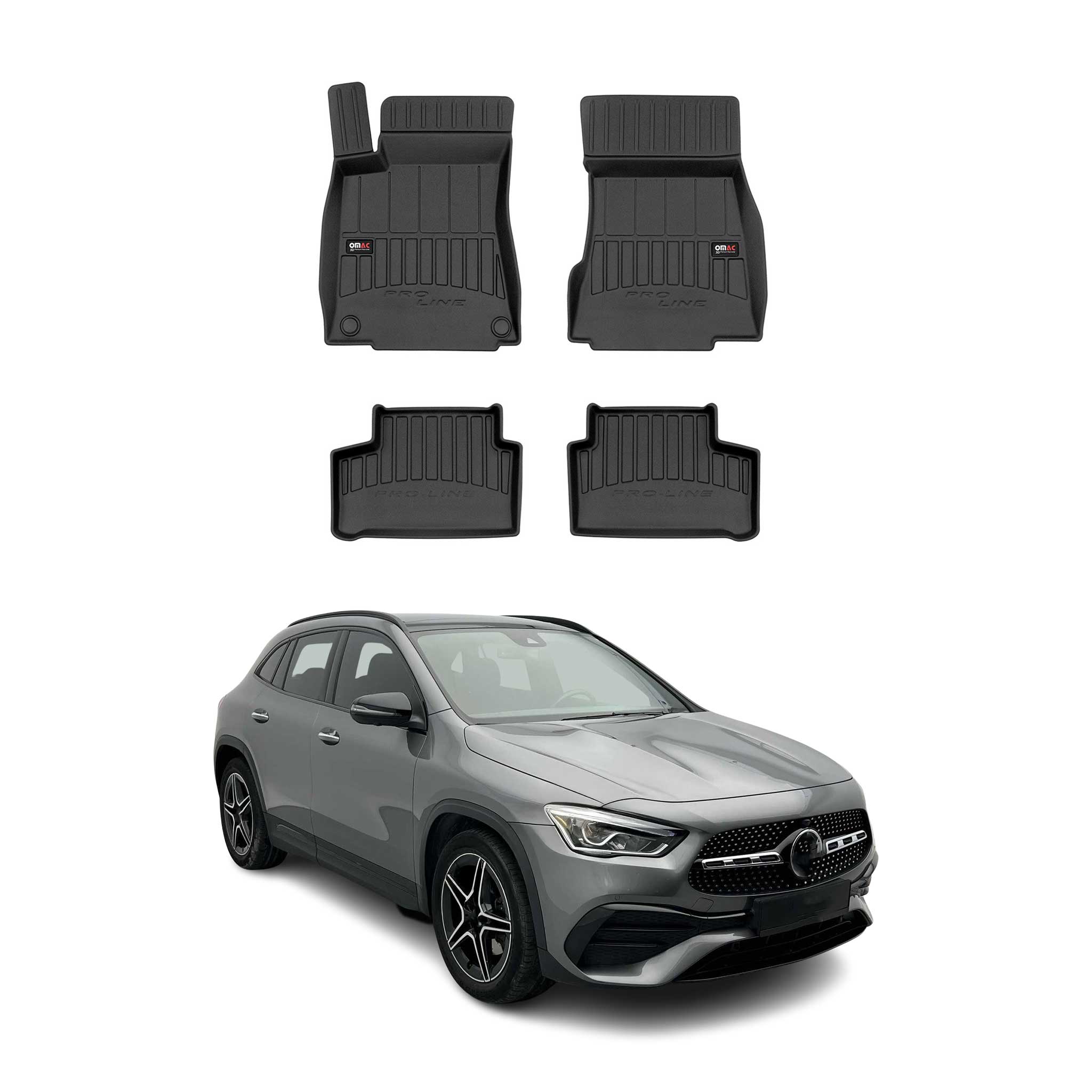 OMAC Gummi Fußmatten für Mercedes GLA H247 2020-2026 Premium Gummi Schwarz 4tlg