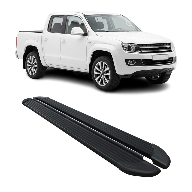 Seitenschweller Trittbretter für VW Amarok DoubleCab 2010-2022 Aluminium Schwarz