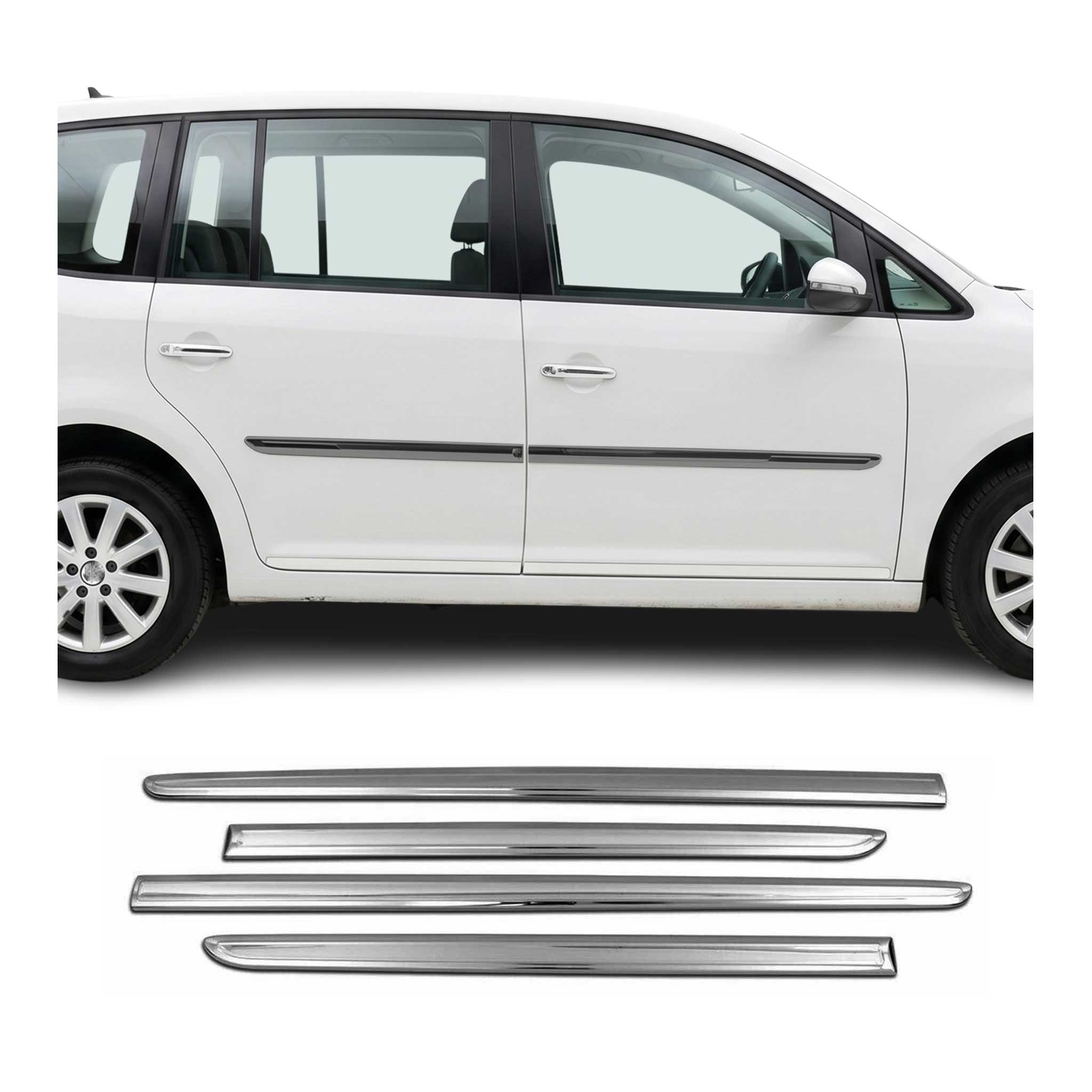 Seitentürleiste Türleisten Türschutz für VW Caddy 2015-2020 Chrom Dunkel 4x