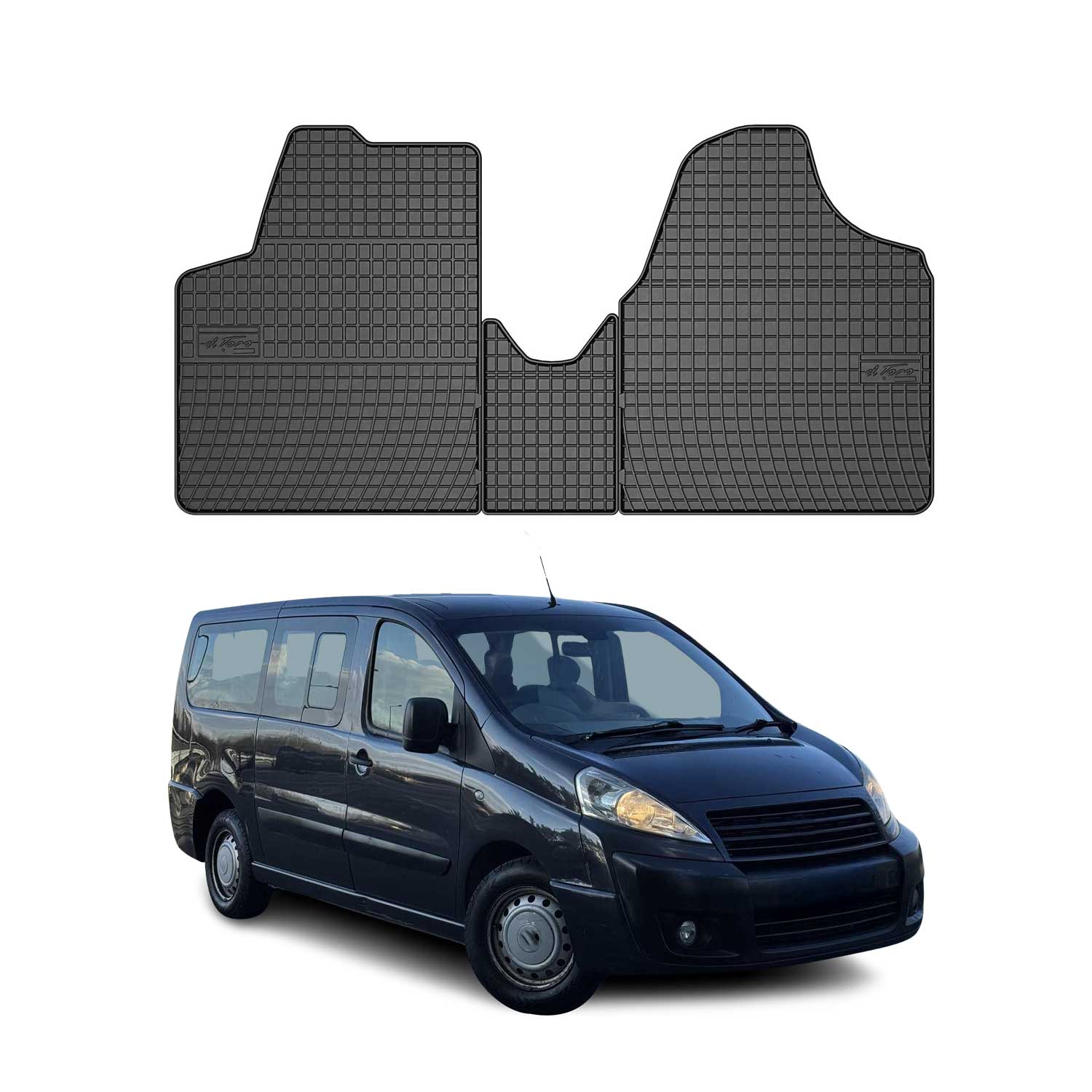 OMAC Gummi Fußmatten für Fiat Scudo 2 2007-2016 1.Sitzreihe TPE Schwarz 3x