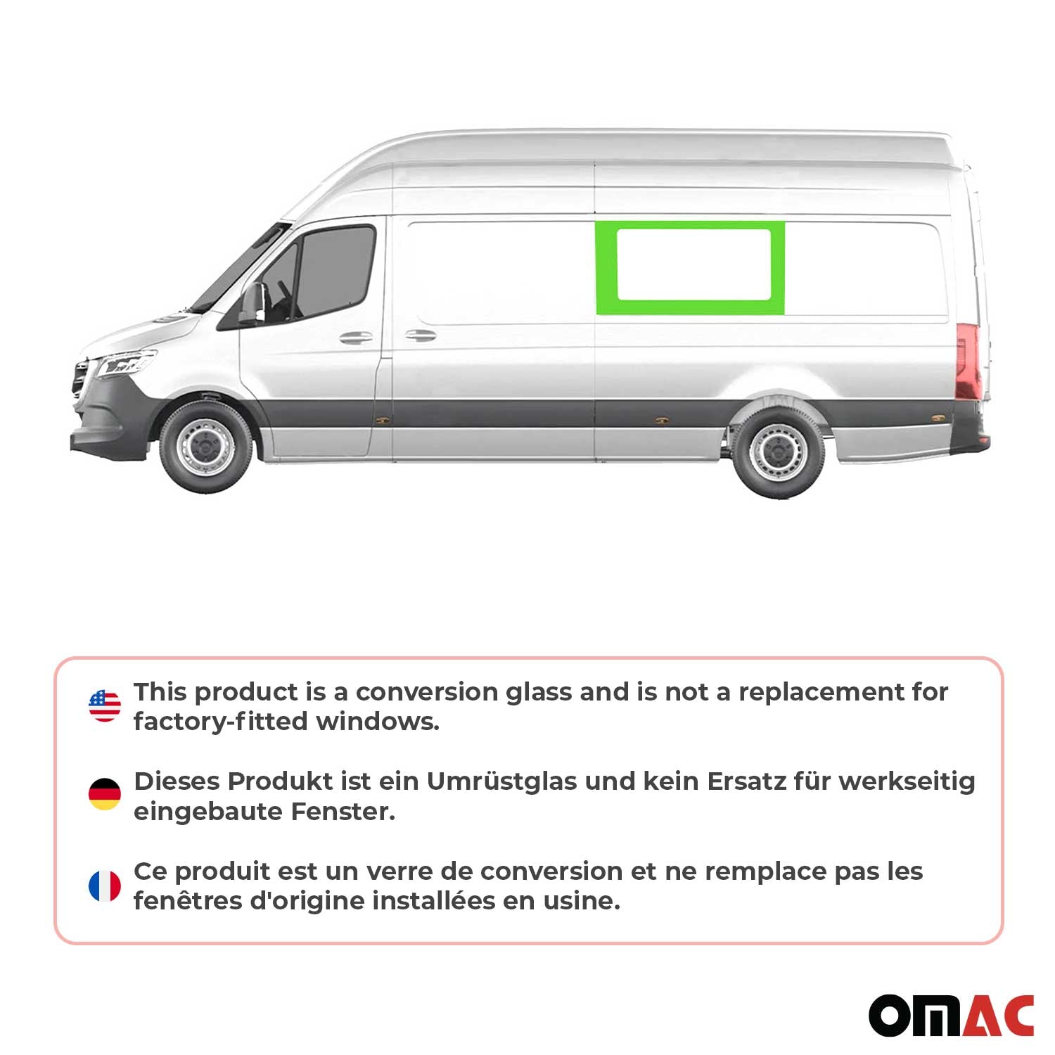 Seitenfenster für Mercedes Sprinter W906 2006-2018 Fenster Links Mittel L3 L4