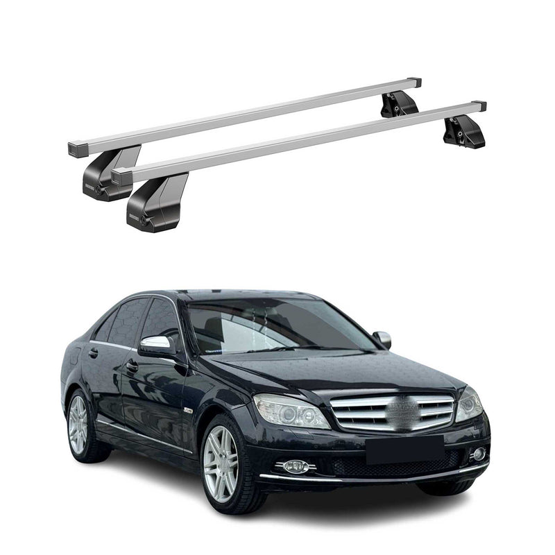 Menabo Dachträger für Mercedes C Klasse W204 Limo 2007-2014 75kg Stahl Silber 2x