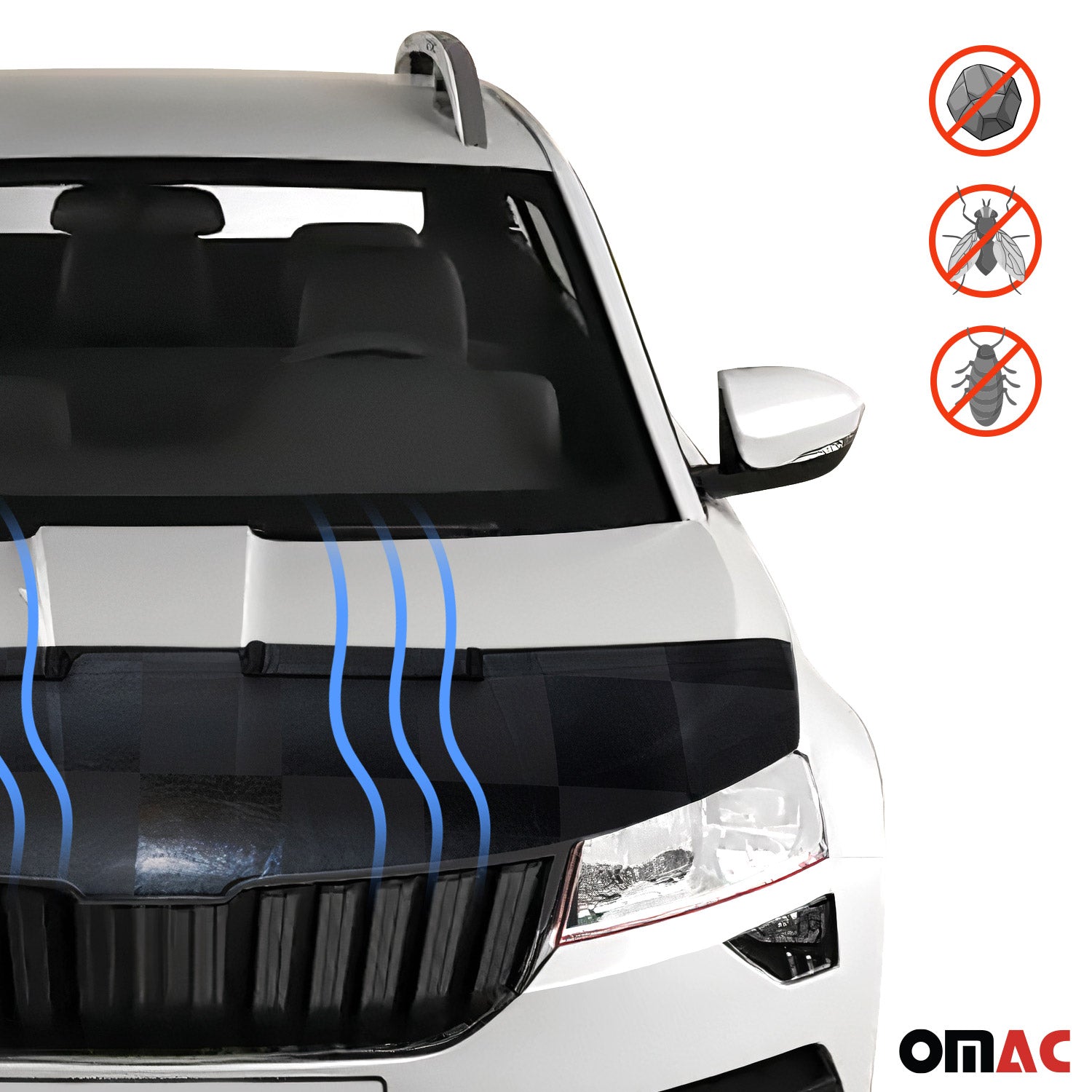 Haubenbra Steinschlagschutz Bonnet Bra für Ford Kuga I 2008-2012 Kariert Halb