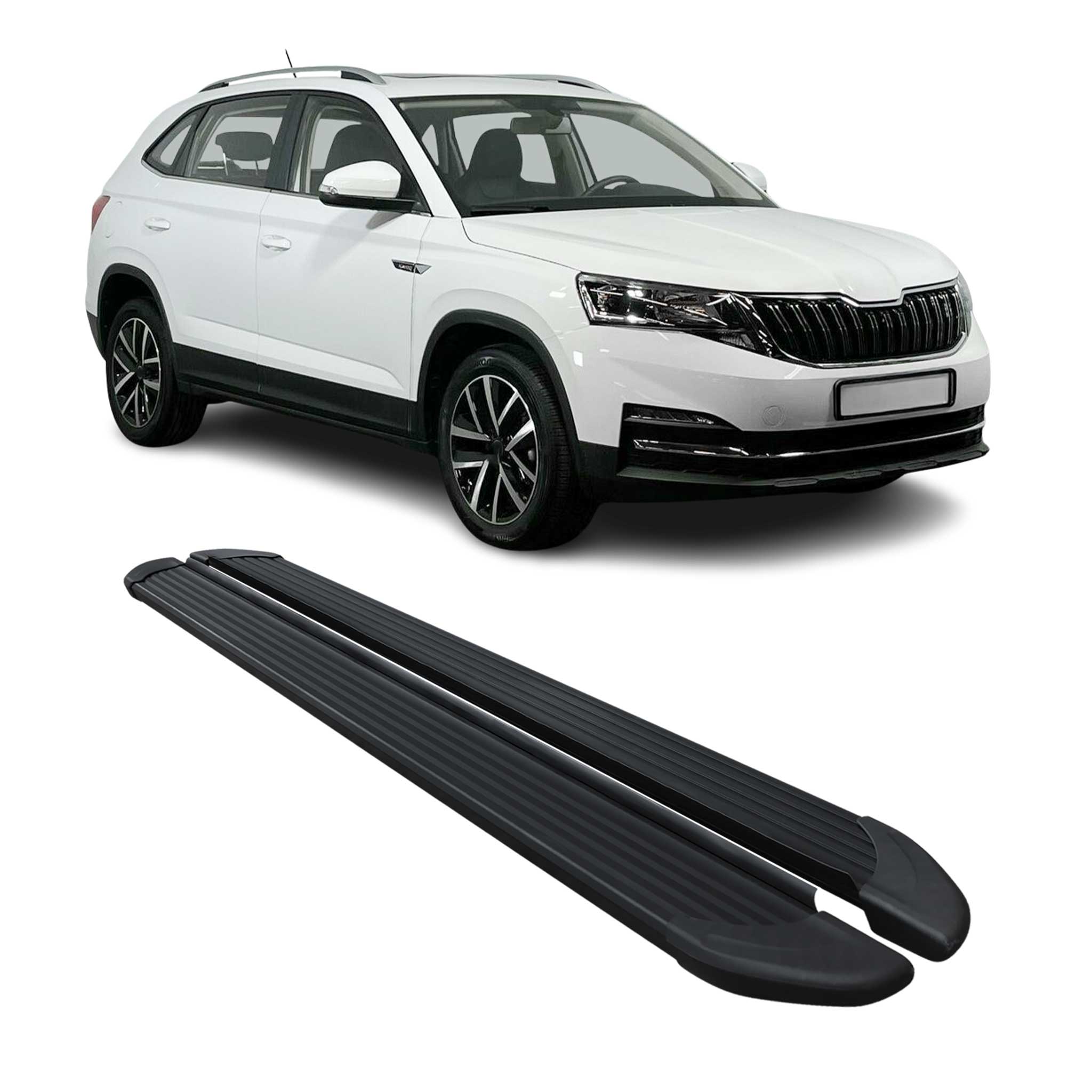 Trittbretter Seitenschweller für Skoda Kamiq 2019-2026 Aluminium Schwarz 2 tlg