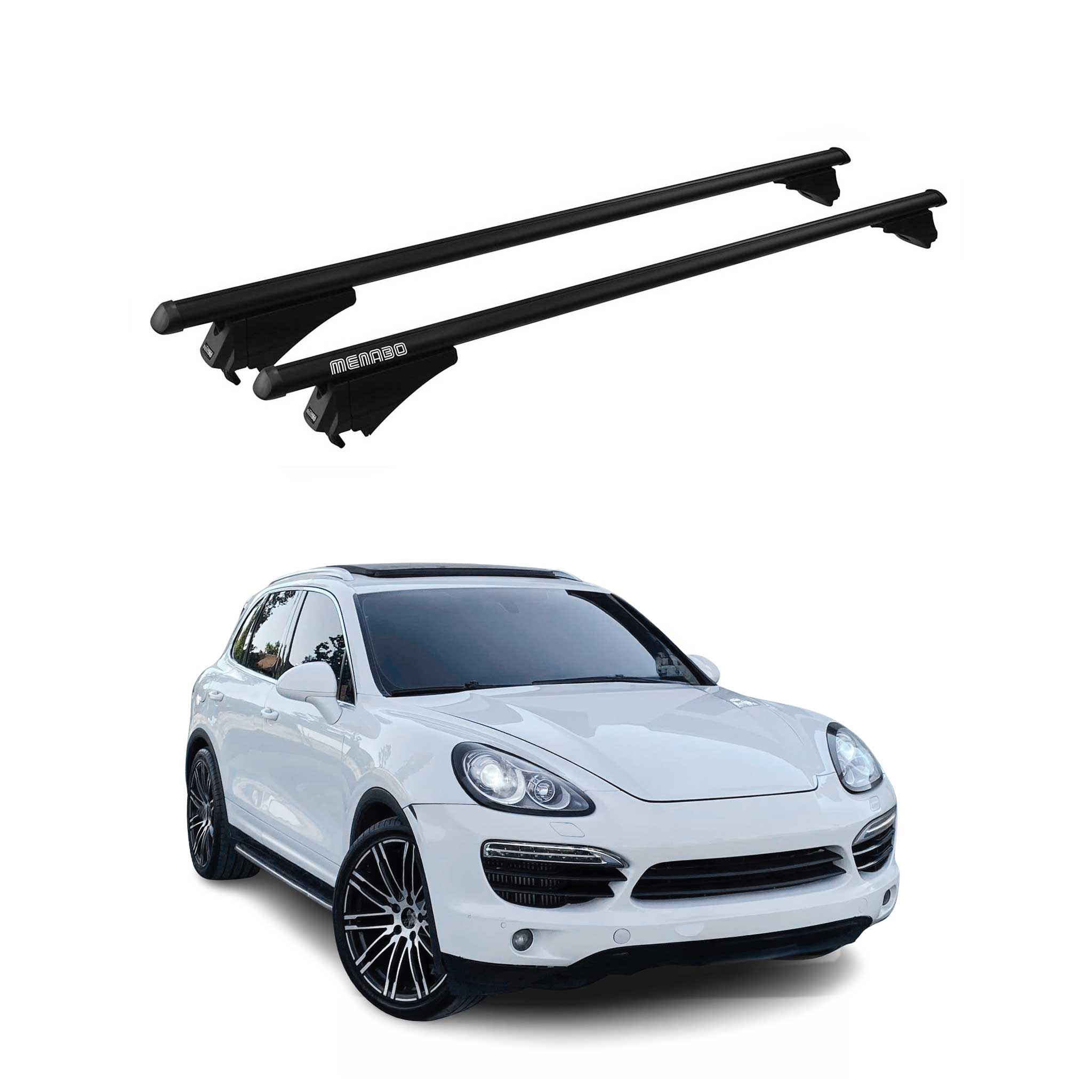 Menabo Dachträger Grundtäger für Porsche Cayenne 2010-2018 75kg Alu Schwarz 2x