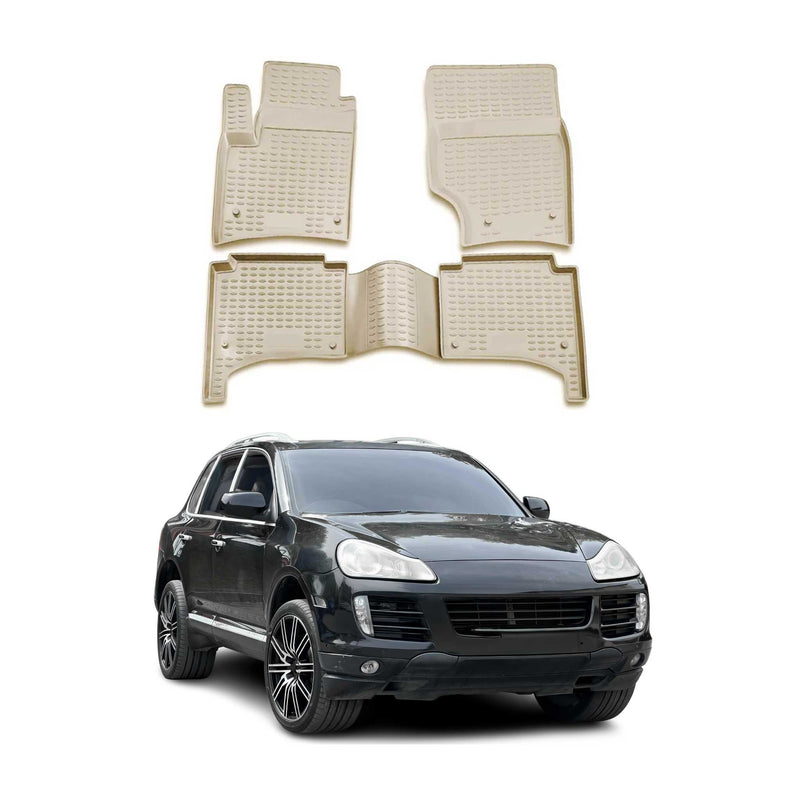 OMAC Gummimatten Fußmatten für Porsche Cayenne 2002-2010 TPE Automatten Beige 4x