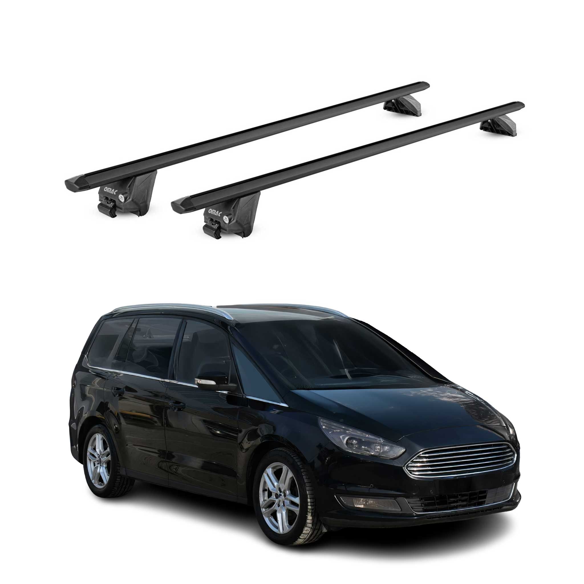 Dachträger Grundtäger für Ford Galaxy III 2015-2023 100kg Alu Schwarz 2 tlg ABE