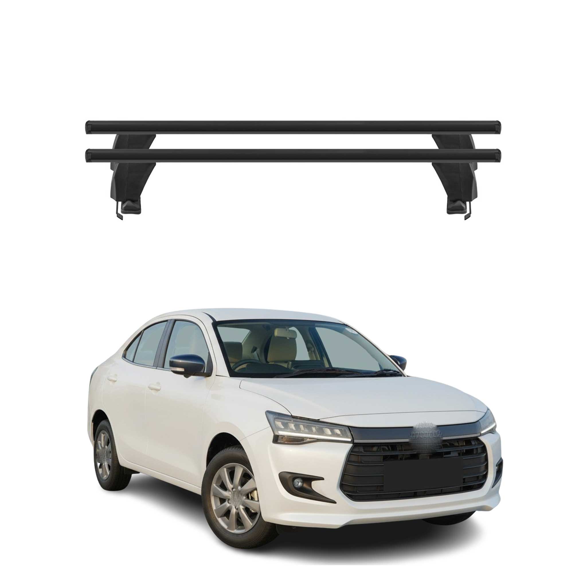 Menabo Dachträger Grundtäger für Suzuki Dzire 2017-2021 50kg Alu Schwarz 2 tlg