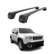 Dachträger Grundträger für Jeep Renegade 2015-2025 Aluminium 75kg Schwarz 2tlg