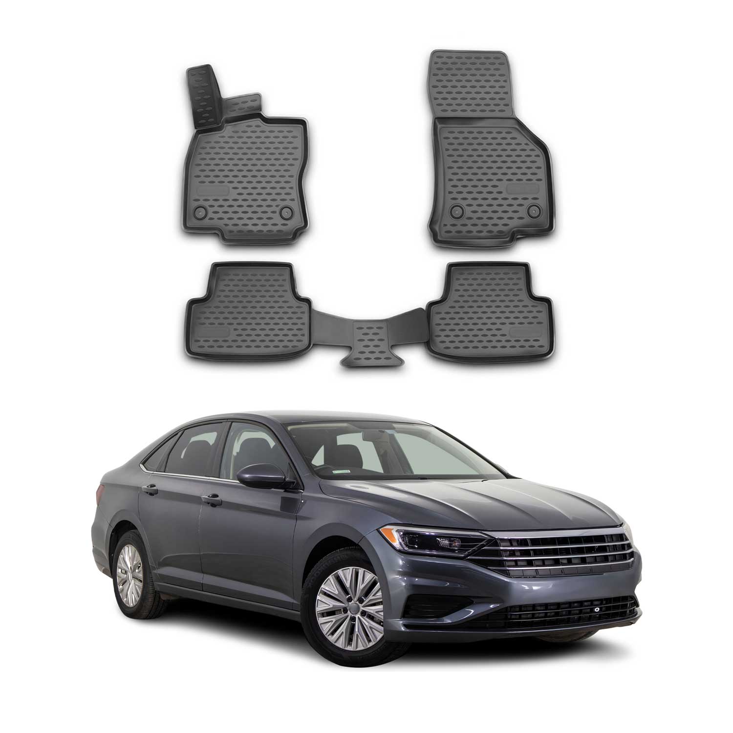 OMAC Gummimatten Fußmatten für VW Jetta 2018-2020 TPE Automatten Schwarz 4x