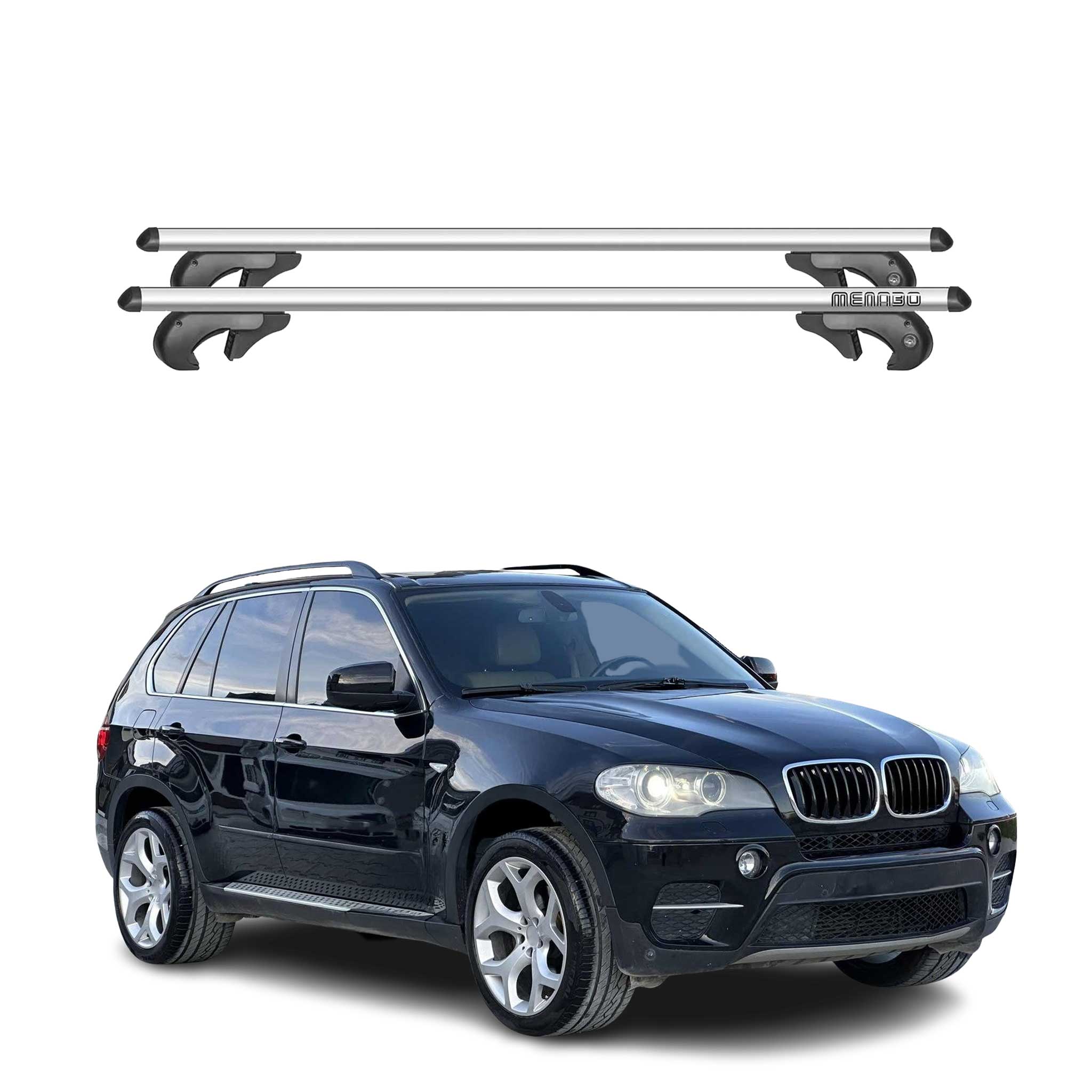Menabo Dachträger Grundtäger für BMW X3 E83 2004-2010 90kg Alu Silber 2 tlg