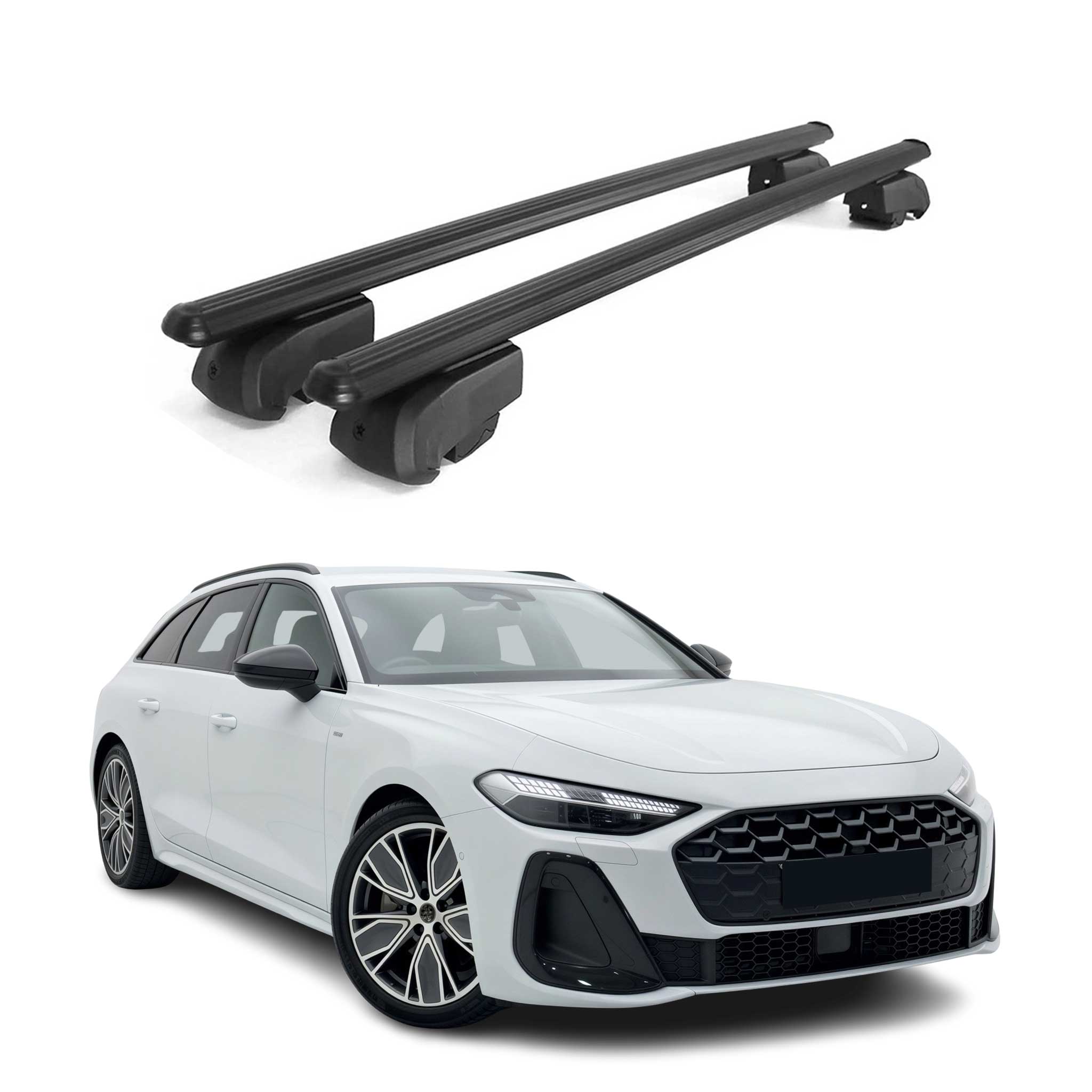 Dachträger Grundtäger für Audi A5 B10 Avant 2025-2026 75kg Alu Schwarz 2 tlg
