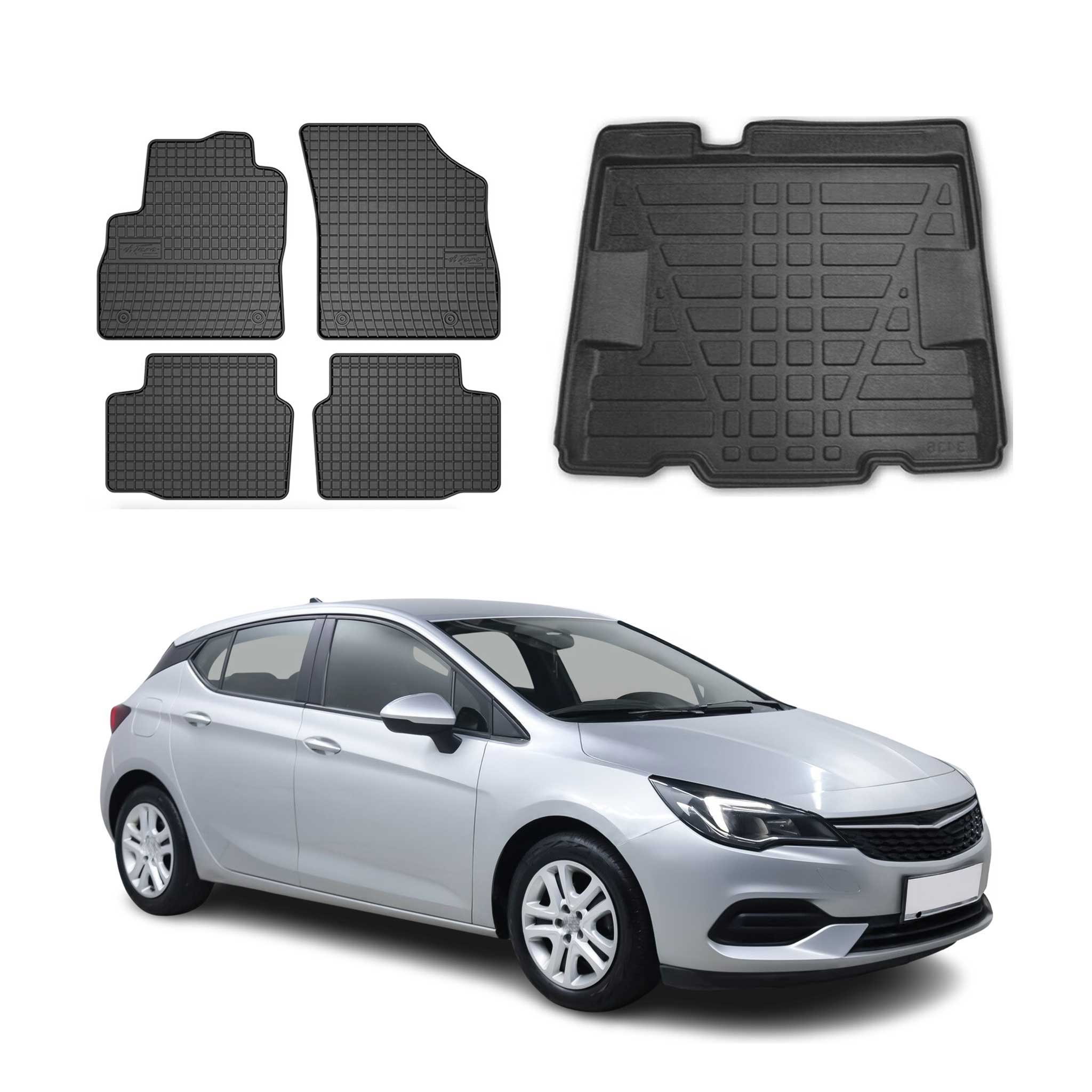 Fußmatten & Kofferraumwanne Set für Opel Astra K 2019-2021 Untere Gummi TPE 5x