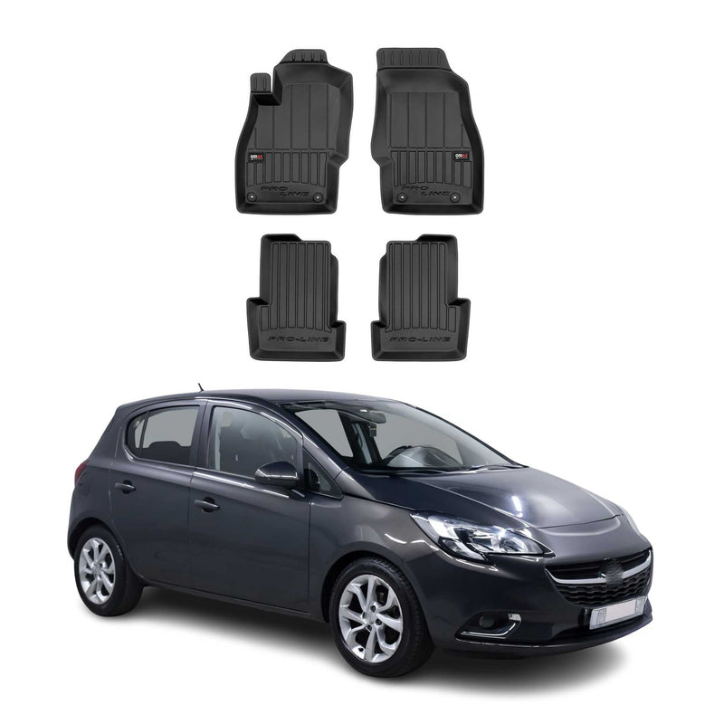OMAC Gummi Fußmatten für Opel Corsa 2014-2019 Premium TPE Automatten Schwarz 4x