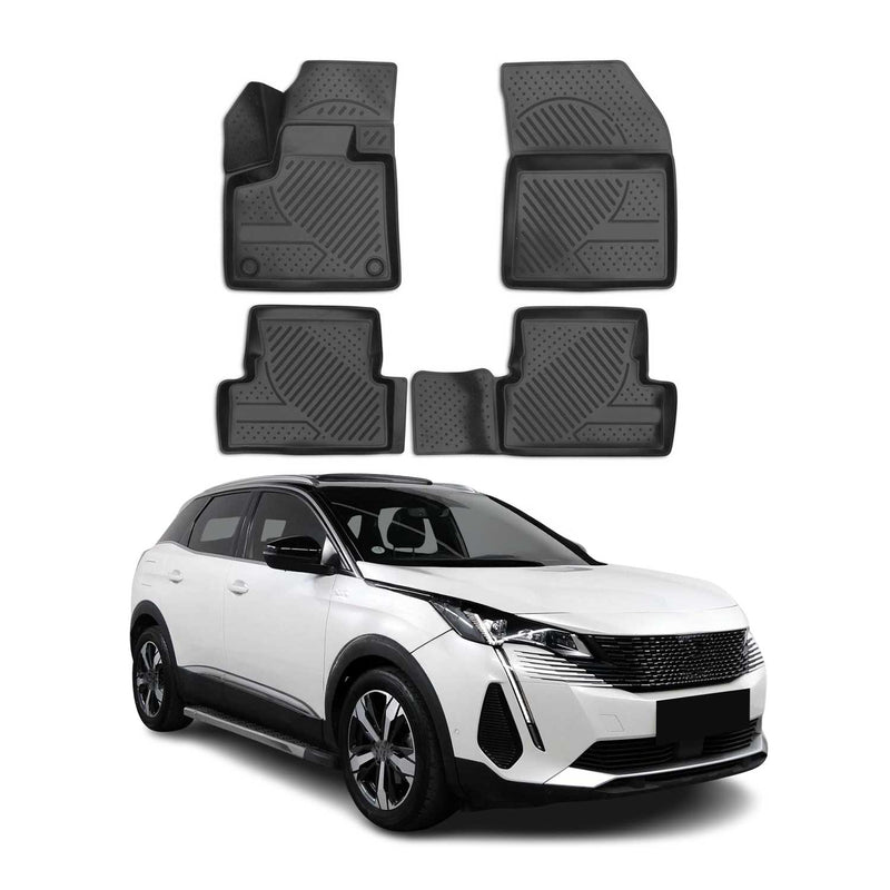 OMAC Gummimatten Fußmatten für Peugeot 3008 2016-2024 TPE Automatten Schwarz 4x