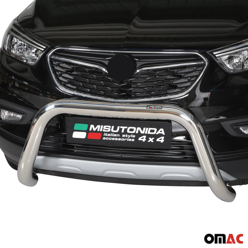 Frontbügel Frontschutzbügel für Opel Mokka X 2016-2019 ø76mm Stahl Silber Schutz